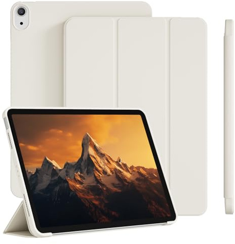ZOPSGYU iPad Air 11’’, Air 5th/4th Gen Case no Pencil Holder, Cream White | Silicone Shockproof Minimalist Cover Without Pencil Holder, Soft & Slim, Trifold Angles, Auto Sleep/Wake for iPad Air 11