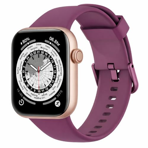 Smartwatch Damen Herren, 1,85 HD Touch Fitnessuhr mit Telefonfunktion, 140+Sportmodi Smart Watch Fitness Tracker mit Pulsmesser Schlafmonitor Schrittzähler, IP68 Wasserdicht Sportuhr iOS Deep Purple