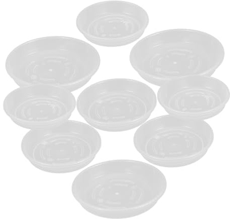 FUTUREORYY Lot de 9 Soucoupes Transparentes pour Pots de Fleurs, Bac à Eau en Plastique Rond pour Jardin Intérieur et Extérieur, Modèles 140-160-180 Mm, Plateau de Pot avec Récupération