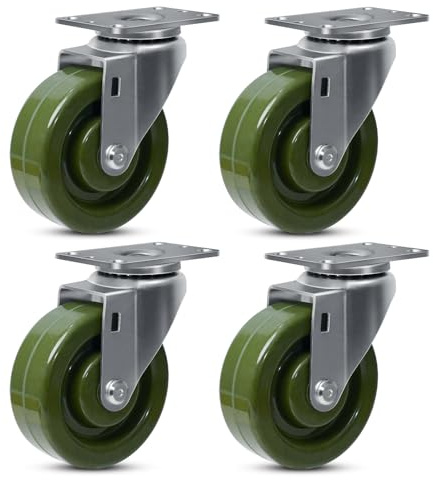 4x1.5 Caster Wheels, High Temp Industrial Bakery and Oven Rack Caster Wheels, Heavy Duty Casters Set of 4 with Capacity 2800 LB (4 Swivel)