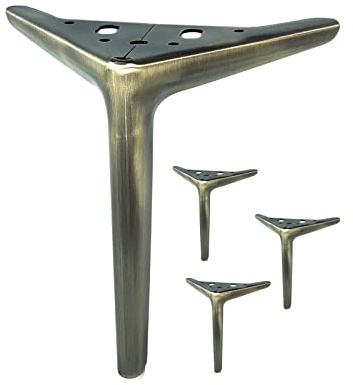 Kaupuar 7Inch Antique Brass Furniture Legs Set of 4Mid Century Modern Metal Legs for Cabinets Sofas Chairs Tables & Beds Replacement Support