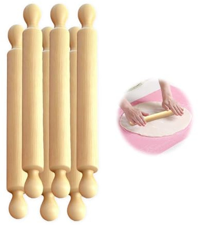 Wooden Rolling Pin, 6 Pcs Rolling Pin for Baking Playdough Wooden Rollers Small Rolling Pins Small Dough Rollers with Handles for Baking,Crafts & Cookie Making, Kids Rolling Pins Great for Kitchen Fun
