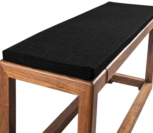 Cuscini Imbottiti per Panche da Esterno/Interno – Lino e Cotone Antiscivolo con Fibbia – 120x40 100x40 80x40 – Cuscino per Panchina per Giardino, Sagre, Birrerie e Cucina(Nero,120x50cm/47x20in)