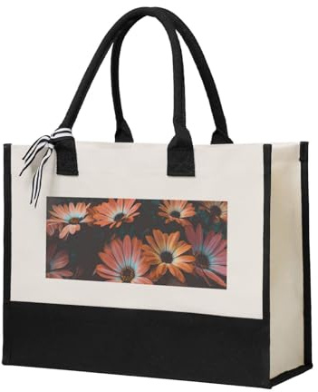 Fbghhty Borsa tote in tela ecologica con stampa di crisantemo arancione, regalo per donne, grande capacità, viaggi, scuola, ufficio