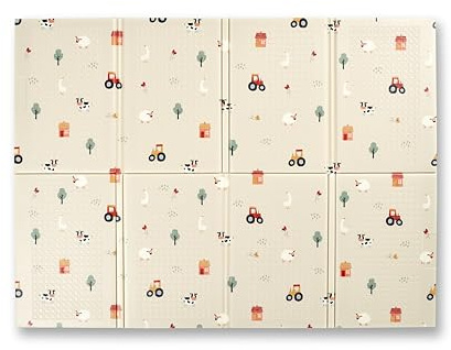 Nuby Foldable Reversible Baby Play Mat, 90 x 120 cm, 0M+, Farmyard
