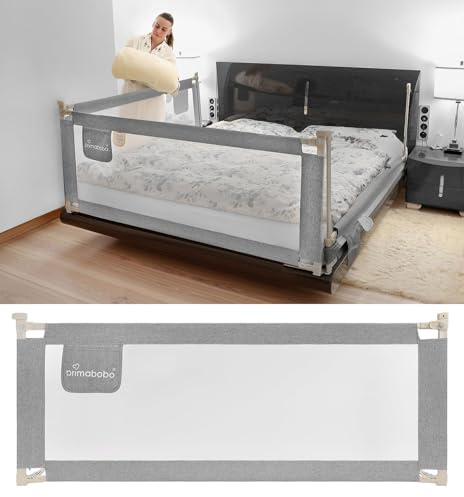 Primabobo Bettgitter Set 3 Stück Grau – 2X 200 cm + 1x 160 cm – Rausfallschutz Kinderbett, Sicheres Bettgitter, Bettschutz Komplettset