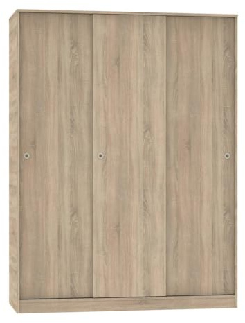 PEGANE Armoire Placard à 3 Portes coulissantes Coloris Chêne Cambrian - Longueur 150 x Hauteur 200 x Profondeur 55 cm