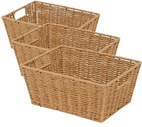 Compactor - Cesta de almacenamiento de madera natural, tamaño M, 31 x 24 x 14 cm, colección Etna (Paquete de 3)