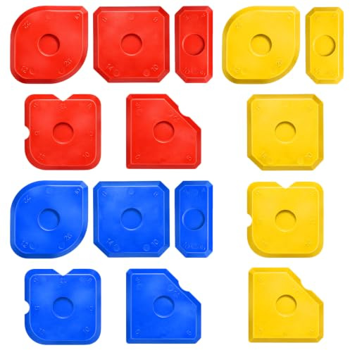 15 PCS Silicone Tool Finishing, Sealant Finishing Tool Caulking Tools Set Multi-edge Sealants Applicator Smoother Portable Sealant Scraper for Kitchen Bathroom Floor Cerami(Red Yellow Blue)
