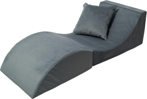 Velinda Klappsofa bequem, entspannend, 3 in 1, Hocker, Tisch grau