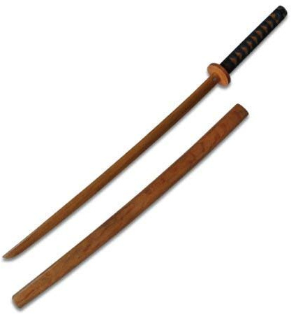 Wooden Roped Bokken With Scabbard - Red Oak