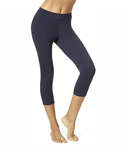 HUE Leggings Capri de algodón con Cintura Ancha para Mujer, Medias variadas, Azul Marino, 2X