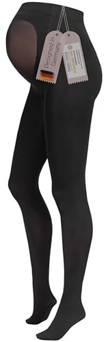 Herzmutter Collant de Grossesse - opaque Voile 80DEN - Collants de Maternité noirs matt - Certifié Oeko-Tex 100-Lot de 1-1300 (S-M, Noir | Avec pied | 1x)