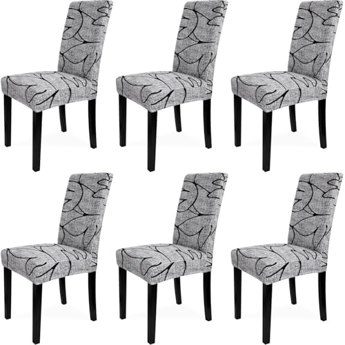 Layack Housse de Chaise Extensible, Lot de 6 Housses Amovibles et Lavables pour Cuisine et Salle à Manger, Respirantes, Douce et Confortable, Déco pour Hôtel, Mariage, Banquet