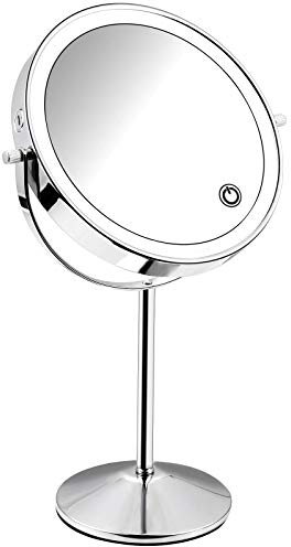 Micacorn Schminkspiegel Doppelseitig 1X 7X Vergrößerter Vanity Makeup Spiegel mit LED Lleichtem USB Wiederaufladbarer 360° Schwenkbar Einstellbarer Touchscreen 3 Lichtfarbe Helligkeit Kosmetikspiegel