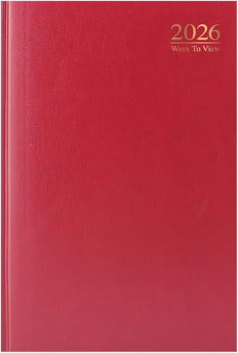 2026 A4 week to view page hardback diary (Red)
