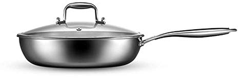 Pentole in padella antiaderente in acciaio inox spazzolato in acciaio inox Wok (Color : A, Size : Medium)
