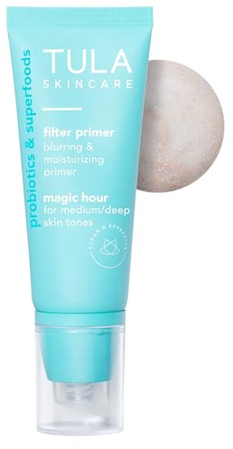 TULA Skin Care Face Filter Blurring and Moisturizing Primer - Supersize Magic Hour, Evens the Appearance of Skin Tone & Redness, Hydrates & Improves Makeup Wear, 2.02fl oz