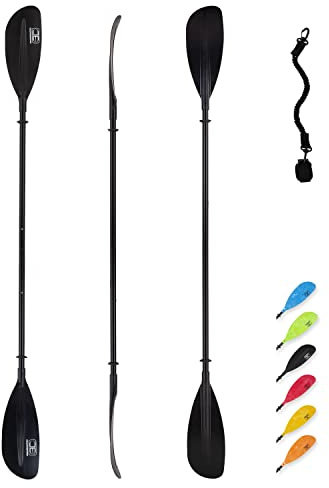 OCEANBROAD Adjustable Kayak Paddle 86in/220cm to 94in/240cm Kayaking Boating Canoeing Oar with Paddle Leash 1 Paddle