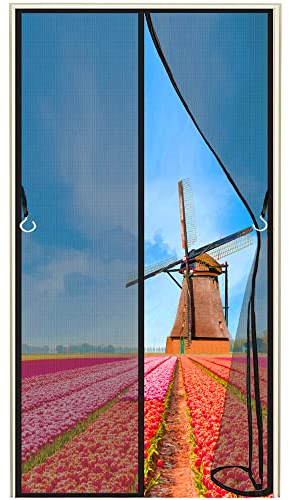 Insektenschutz Balkontür Magnet Fliegengitter Tür, 115x230cm Magnetvorhang für Balkontür Terrassentür Kellertür Wohnzimmer und Schiebetür, Full Frame, Anthrazit, 663 Größe
