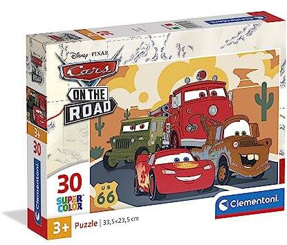 Clementoni - 20274 - Supercolor Puzzle Disney Cars - 30 Teile Ab 3 Jahren, buntes Kinderpuzzle mit besonderer Leuchtkraft & Farbintensität, Geschicklichkeitsspiel für Kinder, Estándar