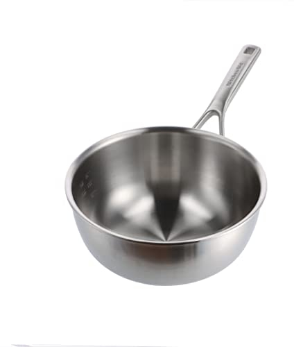 KitchenAid Multi-Ply Stainless Steel PFAS-freie keramische Antihaft-Pfanne aus Edelstahl, 22cm/3,1 Liter, Induktion, Multi Clad, Silber