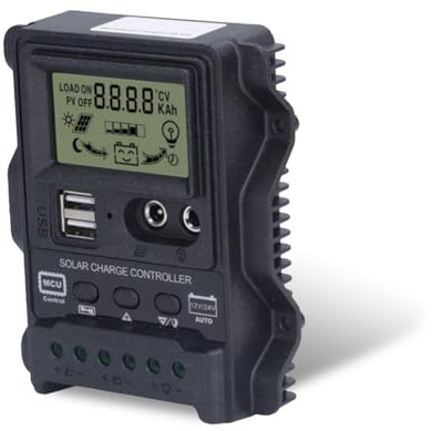 Solar Ladegerät Controller, LCD Anzeige, Dual USB Ausgang, Unterstützt Das Laden Von Handys, mit Abschalt Speicherfunktionen, 3 Stufiges Lademanagement, 12V/24V PWM Laderegler (30A)