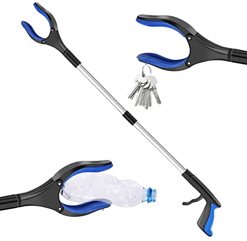 Pinza Telescopica, Pinza Prensile, Pinza Pieghevole 82CM, Pinza Raccogli Oggetti, Pieghevole, 82cm, per la Raccolta Domestica, Raccolta All'Aperto e Raccolta Dei Rifiuti In Punti Panoramici (Blu)