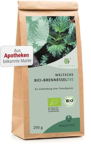 Weltecke Bio-Brennnessel-Tee lose 250 g | Frisch abgefüllt | In Deutschland hergestellt & kontrolliert | Frisch-würziges Aroma | Schonend getrocknete Brennnessel-Blätter | Loser Kräuter-Tee