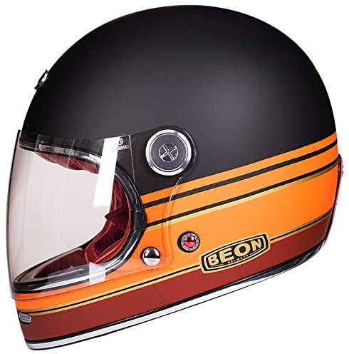 ZLYJ Vintage Integralhelm Motorrad Motorrad Scooter Retro Classic Crash Racing Touring ECE-Zugelassener Helm A,Large