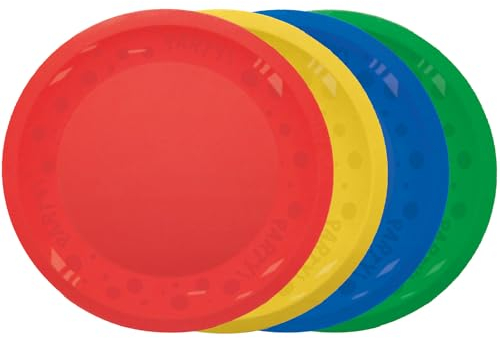 Procos - Set di 4 piatti in plastica, riutilizzabili, stoviglie per feste di compleanno, barbecue e viaggio, diametro 21 cm, colori vivaci e festivi
