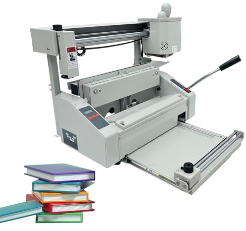 TECHTONGDA A4 Manual Hot Glue Book Binder Glue Book Binding Machine, 110V Desktop Wireless Book Binder with Indenting Function, Max Book Size 12.6x11