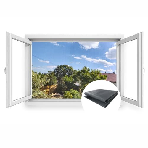 Moustiquaire FenêTre Sans PerçAge 1.2x2m Filet Anti Moustique Anti-insectes Découpable Lavable Tissu Moustiquaire Au Mètre Pour Porte Rideaux Fenetres －Gris