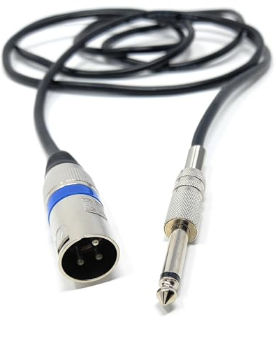 DRUT 2m XLR Male to 6.35mm TS Mono Male Plug Audio Connector, Microphone | Screened Cable for Amplifiers, Music Instruments 6.5ft