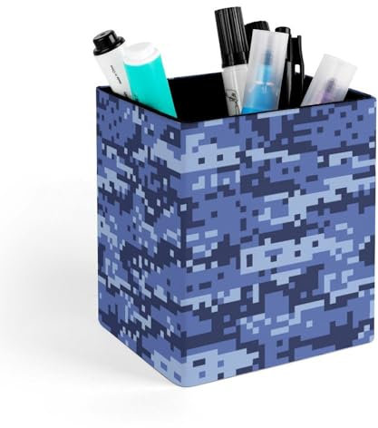 Urban Digital Camouflage Desk Organizer Leather Square Pen Holder Stand Brush Scissor Holder Decoration for Office Desk Home Decorative
