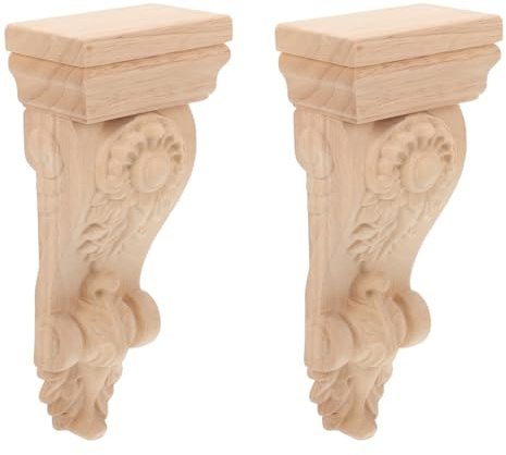 BESTonZON Chapiteaux et consoles en bois sculpté - Lot de 2 consoles sculptées en bois é - es décoratives en é
