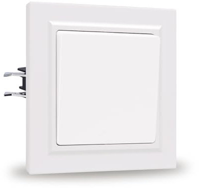 JIMEIDA Lichtschalter Weiß PC Glattes Hautgefühl Mit Haken 1 Fach 1 Weg Unterputz Taste Schalter Wandschalter 10 Amp,250 V