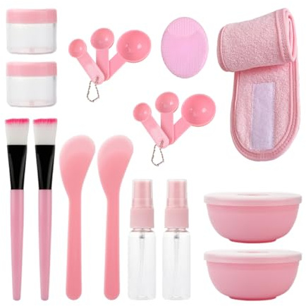 18 Outils De Masque Facial, 1 Brosse Pour Le Visage En Silicone Et 1 Attache Pour Cheveux, Outils De Soins Du Visage, Accessoires De Beauté