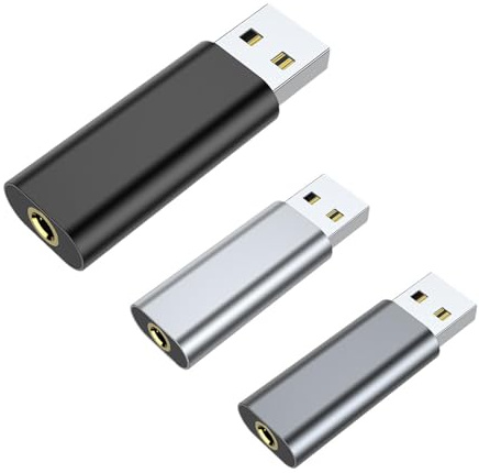 Lot de 3 cartes son externes pour ordinateur portable Plug and Play, adaptateur audio jack, interface audio USB portable, carte son pilote, adaptateur casque USB, adaptateur audio externe pour casque