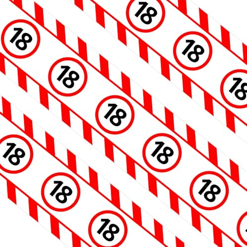DazzJoy Absperrband 18 Geburtstag Deko, Verkehrsschild Deko 18. Geburtstag Junge Mädchen, 15m Absperrband Geburtstagsdeko 18, Banner 18. Geburtstage Deko Mädchen Jungen, 18 Jahre Party Geschenk