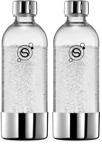 sodastream Bouteille 1L Machine à Eau Pétillante et Soda | Compatible Lave-Vaisselle | Finition Acier Inoxydable (Lot de 2)