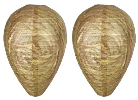 OUDQFCJ 2 Pezzi Nido Finto per Vespe, Repellente Vespe e Calabroni, Impermeabile, Resistente alle Intemperie, Facile da Appendere, Anti-Umidità, Nido Decorativo per Giardino e Balcone