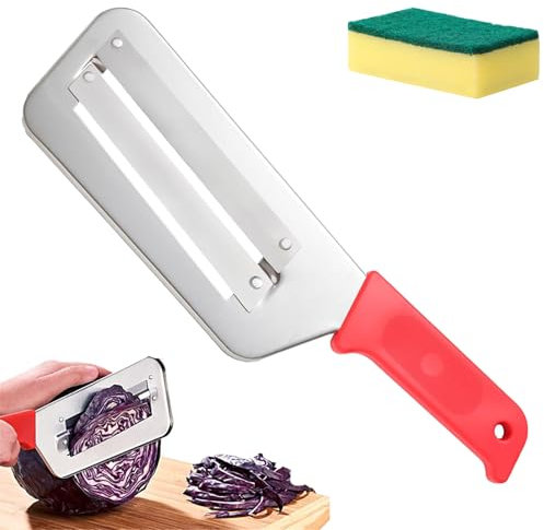 Stainless Steel Shredder Knife, Stainless Steel Dual Blade Julienne Cutter, Cabbage Shredder Kitchen Grater Slicer, Suitable for Kitchen Vegetables (RED)