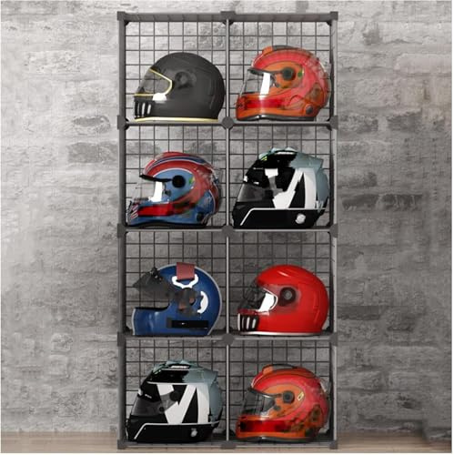 Porte-Casque De Moto Stand Vitrine à Chapeau - Porte-Casquettes Empilables pour Vélos Boîte De Rangement De Chapeau en Métal pour Le Stockage - Grille Métallique Bacs De Ra, 12 grids