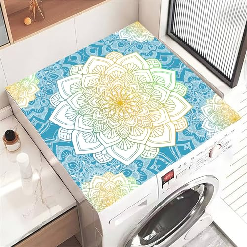 Highdi Housse de Protection pour Machine à Laver Top Mandala de la Mode, Coussin de Machine à Laver Antidérapant, Tapis de Protection pour Dessus Sèche-Linge Séchage Rapide (Bleu,30x40cm)