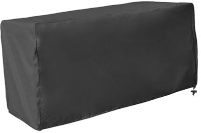 MotiveTech Housse de Protection Imperméable pour Coffre de Jardin avec Cordon de Serrage, Matériau Oxford, Protection Contre Le Vent, Adaptée Aux Bancs de Jardin, Noir, L