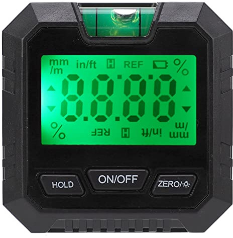 Livella digitale a scatola, goniometro elettronico con bolla orizzontale, misuratore di livellamento digitale per falegnameria e riparazioni auto, base magnetica con display LCD (Nera)