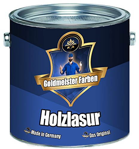 Goldmeister Farben Holzlasur meisterhafte Lasur in 12 verschiedenen Farbtönen Holzöl für Pflege von Holz (2,5 L, Ebenholz)