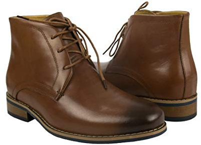 Zerimar Mäns stövlar med inre höjder naturläder | ökningsskor +7 cm herr | klänningsstövlar herr | eleganta stövlar herr, Läder, 40 EU