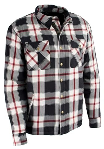 Milwaukee Leather MPM1635 Men’s Armored Riding Flannel – Full Aramid Fiber Lined, CE Shoulder/Elbow Armor - Medium Multi